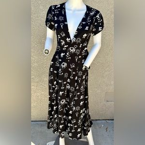 Jovonna London Wrap Dress - Black with White Print US sz 4